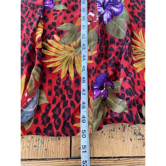 Scarlett Red Floral Leopard Print Button-Down Sleeveless 14P Rayon Maxi Dress - Picture 6 of 6